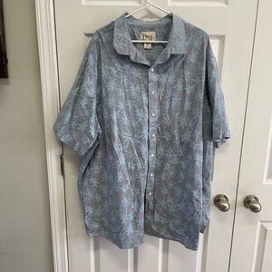 True Nation Palm‎ Tree Print Button Up Shirt Short Sleeve 3XLT